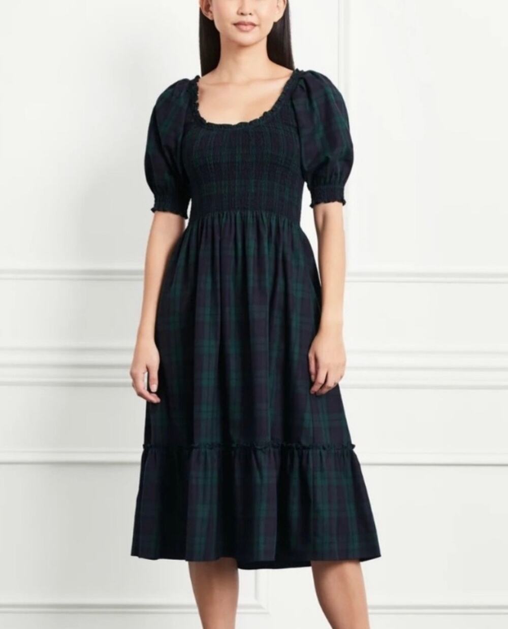 Hill House Home Louisa Nap Dress blackwatch tartan blue green plaid Size XL